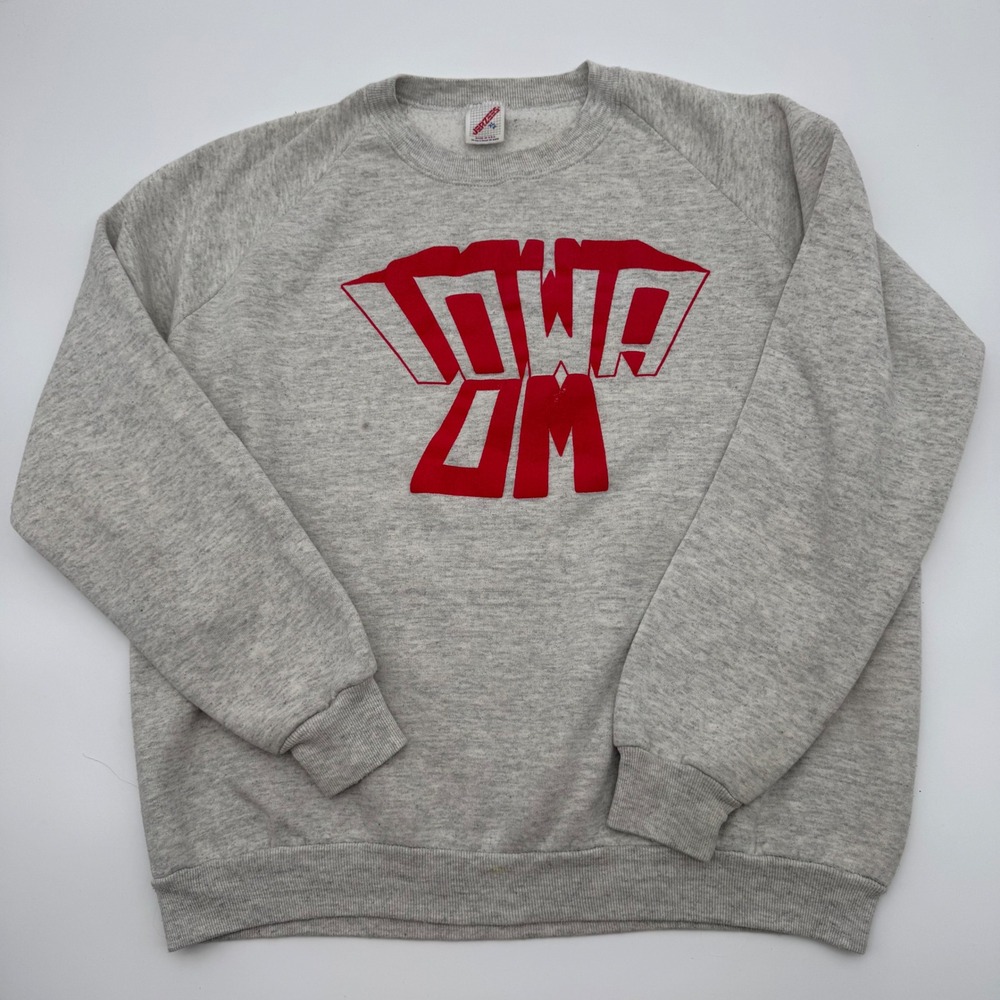 Vintage Jerzees Iowa Sweatshirt Mens XL Gray Raglan Pullover Made in USA 80s 90s